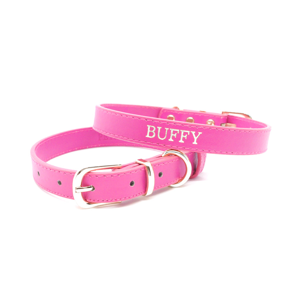 Pink - Personalised Pet Collar (Silver)