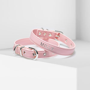 Luxe Light Pink - Premium Personalised Pet Collar (Silver)