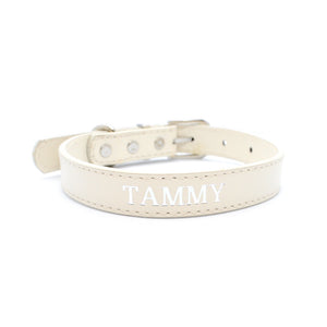 Beige - Personalised Pet Collar (Silver)
