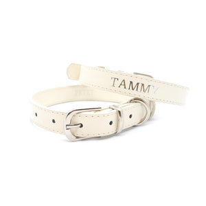 Beige - Personalised Pet Collar (Silver)