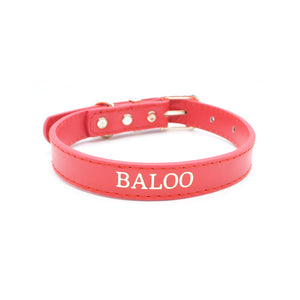 Red - Personalised Pet Collar (Silver)