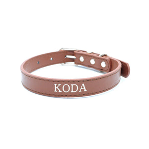 Brown - Personalised Pet Collar (Silver)