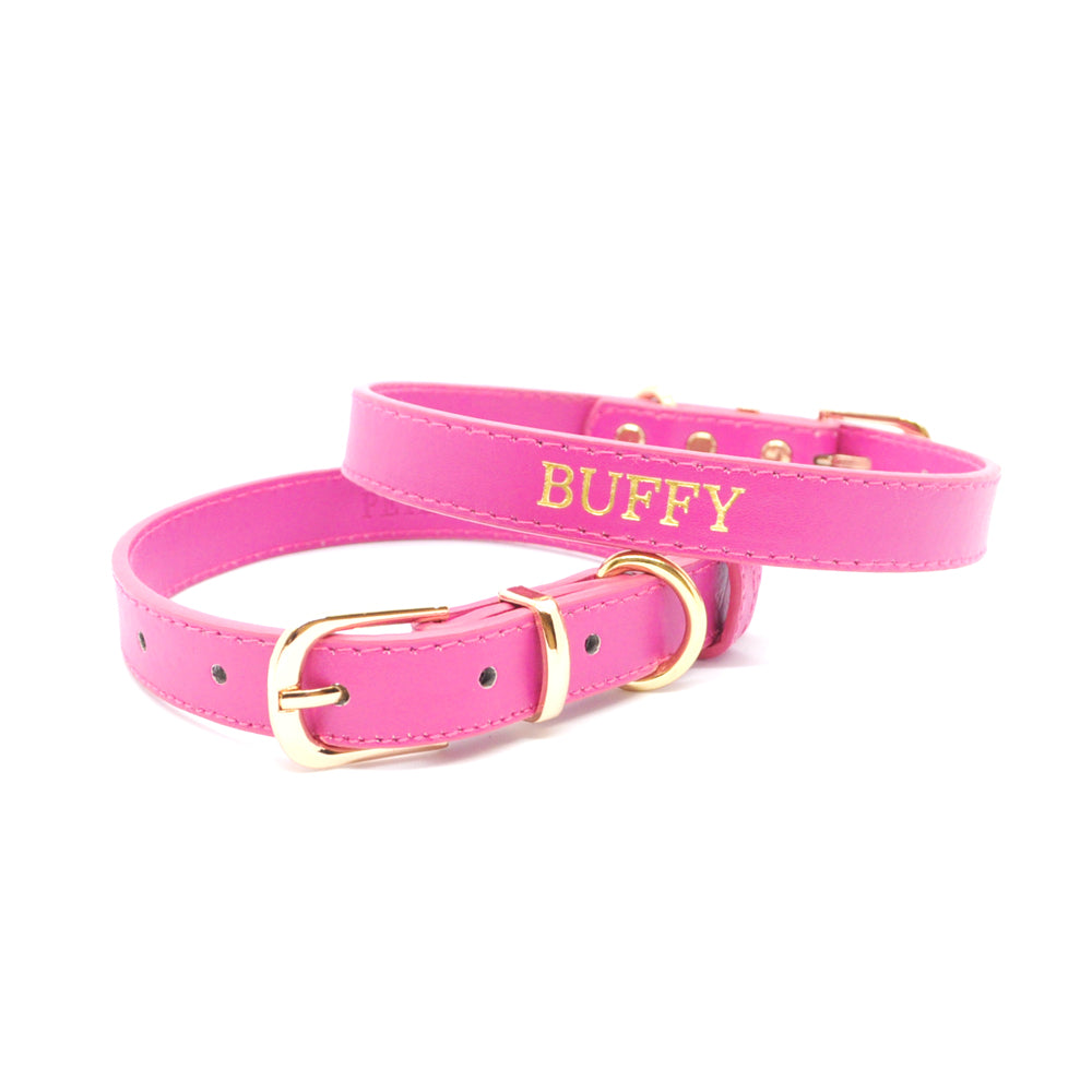 Pink - Personalised Pet Collar (Gold)
