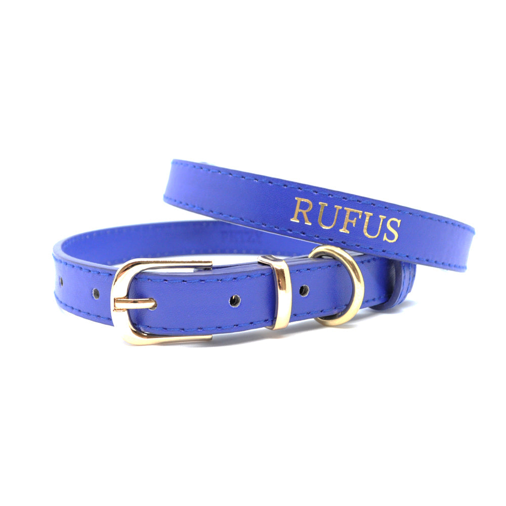 Blue Collars Customisable Blue - Personalised Pet Collar (Gold) – Petzy - Premium Personalised ...