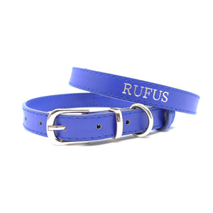 Blue - Personalised Pet Collar (Silver)